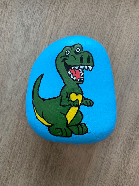 Dinosaur Painted Rocks Ideas, Dino Trex, Rocks Painting, Garden Rock Art, Paint Rocks, Story Stones, Painted Pumpkin, Stones Art, Happy Stones