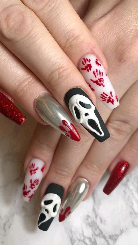 Blood Nails, Horror Nails, Holloween Nails, Halloween Acrylic Nails, Cute Halloween Nails, Gothic Nails, Goth Nails, Her Nails, Halloween Nail Designs