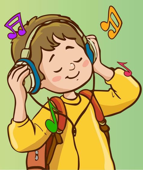 vector illustration of boy listening to music Listening To Music Background, Listen To Music Cartoon, Listening To Music Cartoon, Listening Illustration, Boy Listening To Music, English Clipart, Smooth Music, Music Clipart, Friends Cartoon