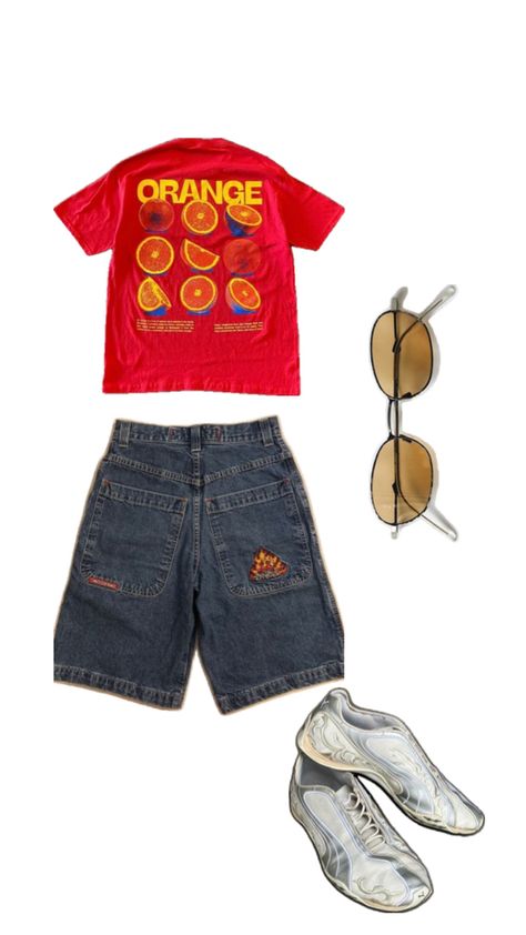 Red shirt, dark wash denim jorts, white and silver cool shoe, with vintage yellow sunglasses Cool Shoe, Yellow Sunglasses, Denim Jorts, Red Shirt, Dark Wash Denim, Vintage Yellow, Denim Wash, Vintage Outfits, Sunglasses