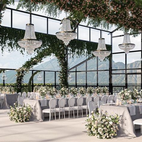 Wedding Planner & Event Designer UK on Instagram: "Creating a fairy tale wedding setting by the magical Lake Como. ✨ ⠀⠀⠀⠀⠀⠀⠀⠀⠀ Our aim was to create a design that is both mesmerising and graceful and complements the romantic surroundings of this elegant destination wedding location. ⠀⠀⠀⠀⠀⠀⠀⠀⠀ To keep the 'alfresco' outdoorsy vibe, we opted for elegant chairs, and tables covered with fabric and adorned with flowers. To create a truly bespoke feel, we incorporated a custom structure into our desig Luxury Tent Wedding Reception, 50 Person Wedding Receptions, Lake Como Wedding Reception, Fairy Lights Wedding Decor, Lake Wedding Reception, Beach Wedding Setup, Magical Lake, Starry Wedding, Tent Wedding Reception