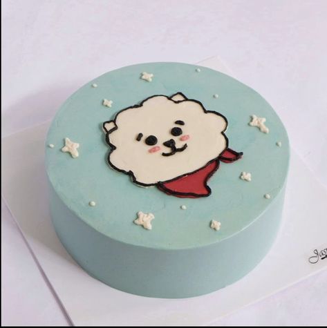 RJ BT21 Seokjin Jin bento cake Rj Bt21 Cake Design, Rj Cake Bt21, Kpop Cookies Ideas, Bt21 Cake Design, Bt21 Cake Ideas, Shooky Bt21 Cake, Tata Cake Bt21, Cake Birthday Korea Cute, Cake Bt 21