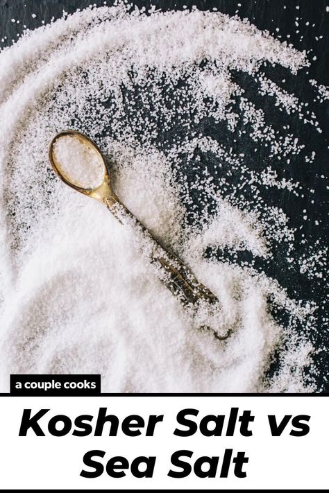 Kosher salt vs sea salt: what’s the difference between these distinct types? Here’s what you need to know about using them in cooking. Salt Substitute, Curing Salt, A Couple Cooks, Recipe Hacks, Finishing Salt, Vegan Recipes Plant Based, Healthy Cook Books, Couple Cooking, Clam Recipes