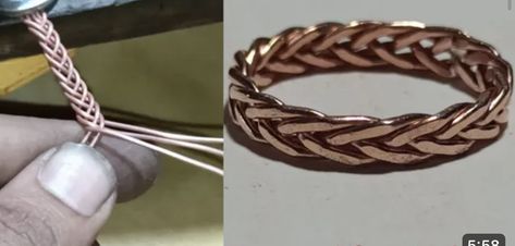 Diy Copper Wire Bracelet, Making Copper Rings, Diy Copper Wire Ring, Woven Wire Ring, Copper Wire Bracelet Tutorial, Ring Made Of Wire, Wire Jewelry Men, Diy Copper Wire Projects, Masculine Wire Rings