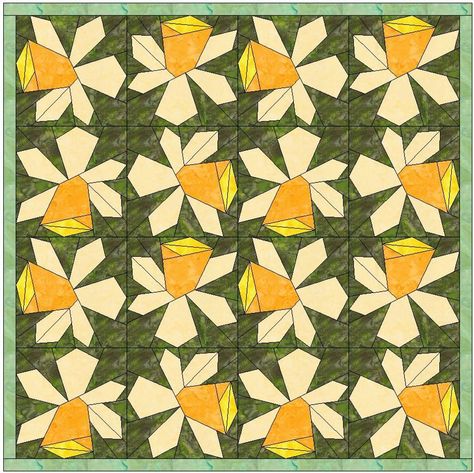 (7) Name: 'Quilting : Daffodil Foundation Block Daffodil Quilt, Wedding Ring Quilt Templates, Quilt Flowers, Abstract Quilts, Flower Quilt Patterns, Foundation Paper Piecing Patterns, English Paper Piecing Quilts, Flower Quilts, Bird Quilt