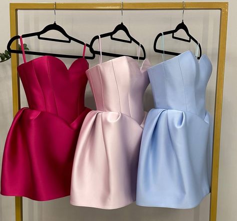 Luxury Satin Elegant Mini Dress, Chic Luxury Mini Satin Dress, Luxury Satin Mini Dress For Women, Luxury Glamorous Satin Mini Dress, Luxury Chic Satin Mini Dress, Chic Dress Classy, Fashion Design Patterns, Evening Dresses Short, Elegant Dresses Classy