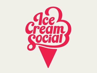 Ice Cream Social logo. I think it would of been even better if he put the diamond pattern in the cone to break up that solid triangle. Logo Ice Cream, Fashion Logo Design Inspiration, Fashion Logo Inspiration, Typographie Logo, Ice Cream Logo, Inspiration Typographie, Typography Logo Inspiration, Inspiration Logo Design, Ice Cream Social