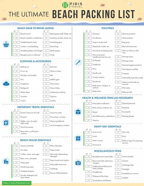 The Complete & Printable Packing List for Beach Vacation 7 Day Beach Vacation Packing List, List For Beach Vacation, Packing List For Beach, Beach Packing Checklist, Beach Trip Packing List, Beach Checklist, Vacation Packing Checklist, Beach Trip Packing, Vacation Items