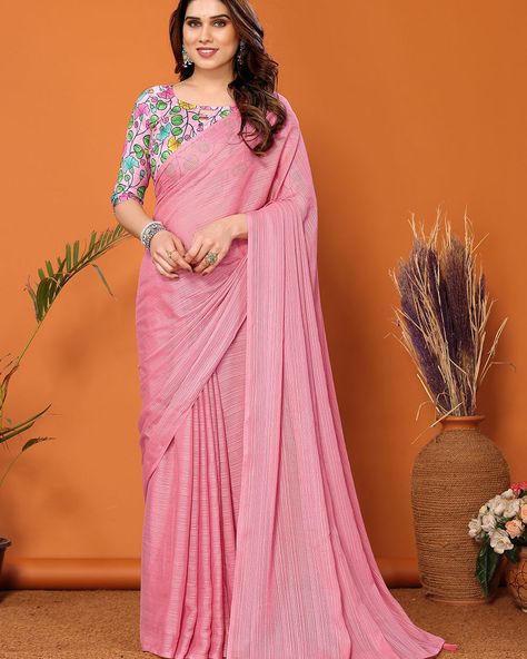 Plain chiffon saree