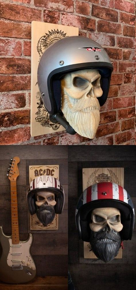 Resin Skull Helmet Holder Beard Skull Skull.🎁🎁🎁The perfect gift for a biker, motorcyclist or cyclist! This gift will definitely not leave anyone indifferent. With such a purchase, you will definitely give yourself an incredible experience and will stand out among others!Our bearded skulls are custom cast in a durable plastic resin and then individually hand painted. Beard Skull, Bearded Skull, Helmet Holder, Skull Beard, Skull Helmet, Custom Cast, Resin Skull, Red Walls, Plastic Resin