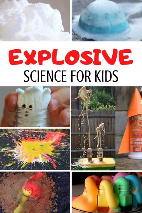 Explosive Science Experiments for Kids Explosion Experiments, Elephant Toothpaste Experiment, Kids Experiments, Summer Science Experiments, Vetenskapliga Experiment, Elephant Toothpaste, Science Experiments For Kids, Science Camp, Diy Science Experiments