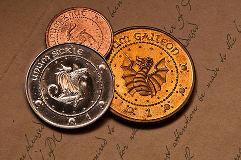 Sickles, Knuts and Galleons. Harry Potter Money, Harry Potter Coins, Andromeda Black, Hp Aesthetic, Megan Follows, William Moseley, Hufflepuff Aesthetic, Hogwarts Aesthetic, Harry James