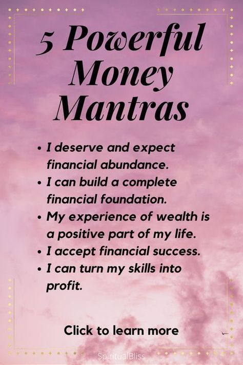 5 powerful money mantras Money Manifestations, Manifesting Money Affirmations, Money Mantras, Abundance Manifestation, Attracting Abundance, Manifestation Tips, Affirmations For Happiness, Instant Money, Wealth Affirmations