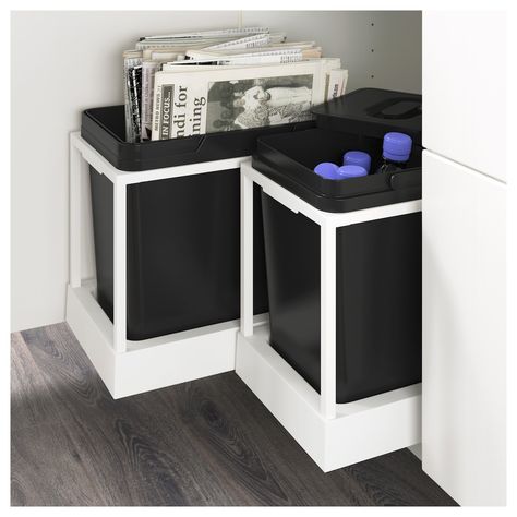 UTRUSTA Pull-out recycling bin tray - IKEA Ikea Utrusta, Ikea Variera, Ikea Kitchen Organization, Kitchen Cabinet Liners, Ikea Showroom, Corner Sofa And Chair, Kitchen Shelves Organization, Ikea Kitchen Cabinets, Kitchen Hacks Organization