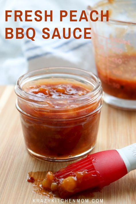 Peach Bourbon Bbq Sauce, Peach Bbq Sauce Recipe, Home Made Bbq Sauce, Avocado Dipping Sauce, Bourbon Bbq Sauce, Creamy Jalapeno Sauce, Peach Bbq, Peach Bourbon, Peach Butter