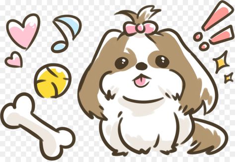 Shih Tzu Drawing, Shih Tzu Illustration, Shih Tzu Cartoon, Shih Tzu Painting, Dog Shih Tzu, Png Wallpaper, Perro Shih Tzu, Shitzu Dogs, Ballet Birthday