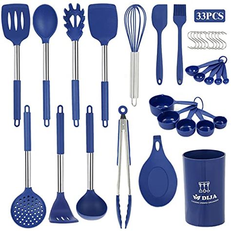 Blue Kitchen Utensils, Silicone Utensils, Silicone Utensil Set, Kitchen Utensils Set, Silicone Cooking Utensils, Silicone Kitchen Utensils, Silicon Utensils, Utensils Set, Kitchen Accessories Decor