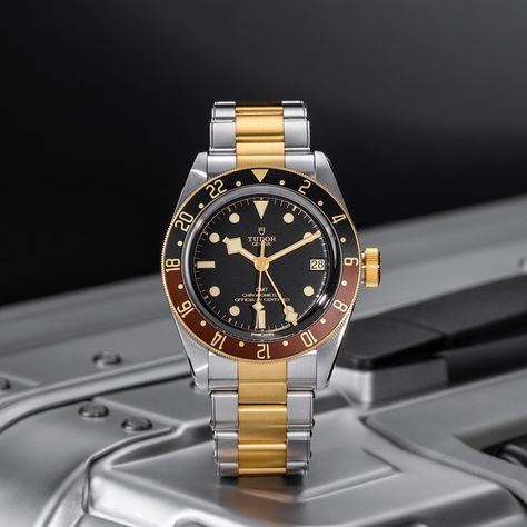 TUDOR Black Bay GMT S&G watch - m79833mn-0001 | TUDOR Watch Tudor Gmt, Tudor Black Bay Gmt, Rose Emblem, Gmt Watch, Tudor Watches, Tudor Watch, Matt Brown, Anodised Aluminium, Tudor Rose