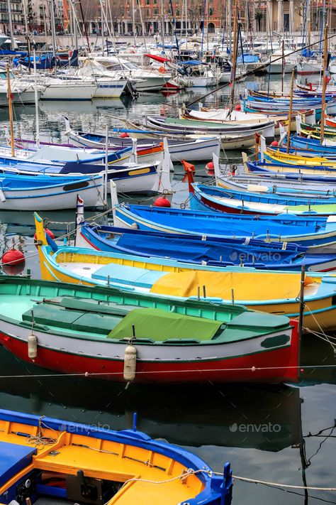 Colorful boats in the port of Nice, Cote d'Azur, French Riviera by didesign. Brighc colorful boats in the port of Nice, Cote d¡¯Azur, French Riviera, France #Sponsored #Nice, #Cote, #Colorful, #boats Cote De Azure, Cote D Azur French Riviera, Nice Cote D Azur, Sailing Boats, Cote D’azur, French Riviera, Creative Inspiration, Sailing Ships, Flyer Design