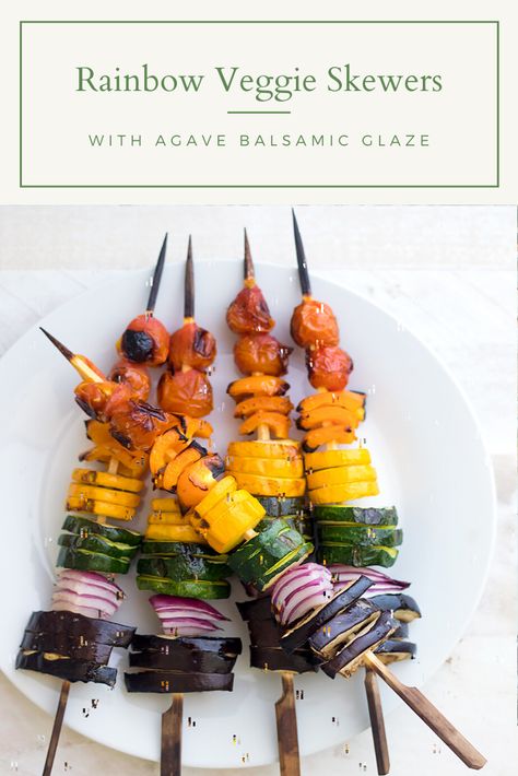 Veggie Skewers, Grilling Sides, Yellow Squash, Balsamic Glaze, Summer Entertaining, Summer Squash, Plant Based Eating, Balsamic Vinegar, Skewers