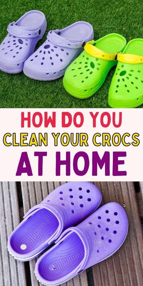 The best croc cleaning tips. How to keep your crocs clean. Clean Crocs, Cleaning Printable, Cleaning Advice, How Do You Clean, Crocs Shoes, Cleaning Tips, Cleaning Hacks, At Home, Sandals