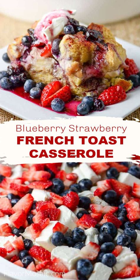 Blueberry Casserole, Strawberry French Toast Casserole, Overnight Casserole, Dessert Crepes, Strawberry French Toast, Casserole Breakfast, Breakfast Sides Dishes, Dessert Halloween, Breakfast Sides