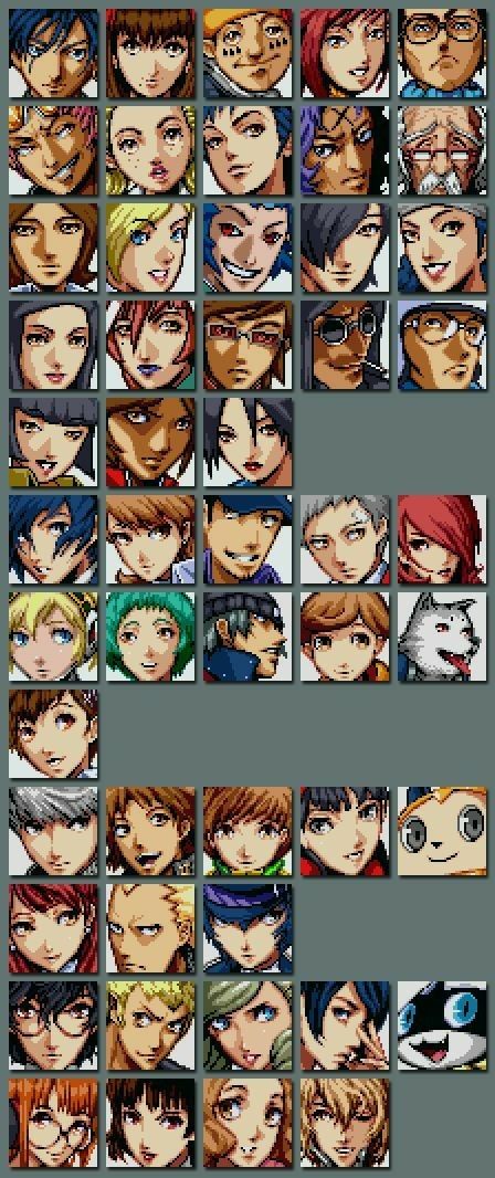 Persona 3 Art, Pixel Art Face, Face Pixel Art, Persona Characters, Persona Crossover, Persona Art, Persona 3 Portable, Persona 2, Persona 5 Memes