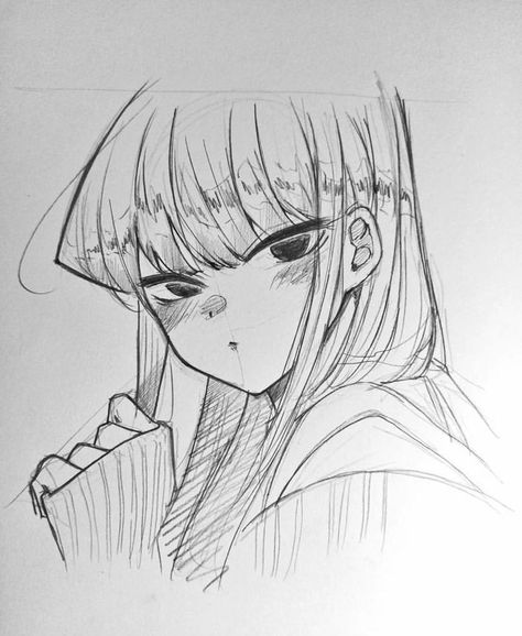 Komi Drawing Sketch, Komi San Sketch, Komi Sketch, Komi San Drawing, Komi Drawing, Easy Pencil Drawing, Anime Face Drawing, Anime Drawing Books, Komi San