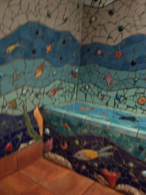 Mosaic Shower Tile, Rainy Window, Smash Glass, Shower Mosaic, Mosaic Bathroom, Rock Fireplaces, Mosaic Murals, Glass Fireplace, Custom Fireplace