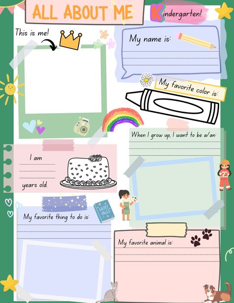 Super für jede Art von Schule! Dieses All Our Me Poster gibt einen Einblick in die Belange der Kinder im Kindergarten. All About Me Template, Pink Classroom, About Me Worksheet, Me Worksheet, About Me Poster, All About Me Poster, All About Me Worksheet, Worksheet Kindergarten, About Me Template