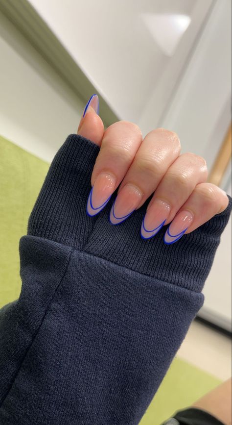 Double French Nails, French Nails, Cute Nails, Royal Blue, Nails, Blue, Beauty