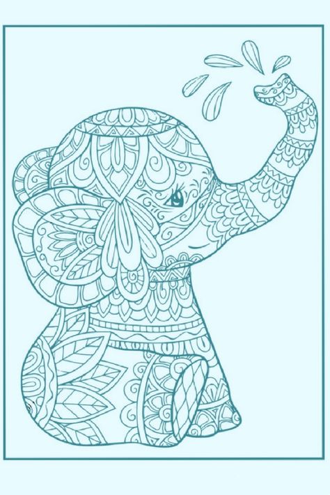 Elefante,mándala,azul Humanoid Sketch, Art