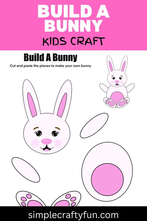 build a bunny printable craft template Paper Bunny Craft, Build A Bunny, Easter Party Crafts, Craft For Easter, Bunny Printable, Bunny Craft, Paper Bunny, Free Printable Crafts, Printable Preschool Worksheets