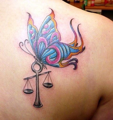 Libra Zodiac Sign Tattoo Designs: Butterfly Libra Zodiac Sign Tattoo Designs For Men On Upper Back ~ Cvcaz Tattoo Art Ideas ~ Tattoo Design Inspiration Libra Sign Tattoos, Libra Zodiac Tattoos, Virgo Constellation Tattoo, Balance Tattoo, Horoscope Tattoos, Libra Tattoo, Butterfly Tattoos For Women, Tattoo Signs, Zodiac Sign Tattoos