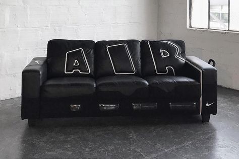 Nike's Air More Uptempo Becomes a Sneakerhead's Dream Couch Sneakerhead Room, Hypebeast Room, Bedroom Setup, Aesthetic Rooms, Apartment Decor Inspiration, Room Inspiration Bedroom, Room Ideas Bedroom, Decor Tips, Dream House Decor