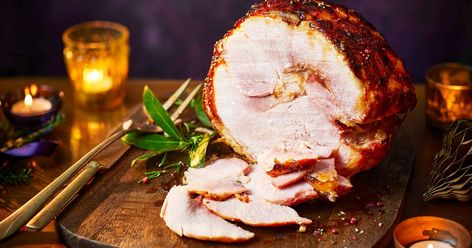 Honey-glazed roast gammon Roast Gammon, Gammon Recipes, Honey Mustard Glaze, Honey Glazed, Honey Glaze, Honey Mustard, Chicken Stock, Paleo Gluten Free, The Oven