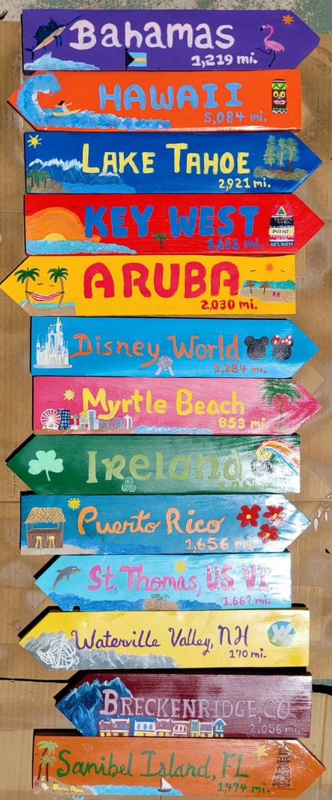 Destination Arrow Signs Sign Post Arrows Tropical Sign Post | Etsy Tropical Gifts, Brick Art, Wooden Arrows, Simple Artwork, Arrow Signs, Disney Home Decor, Directional Signs, Diy Wood Signs, Art Tropical