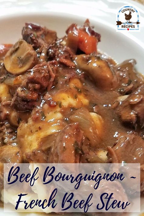 Here's my take on Julia Child's recipe for Beef Bourguignon - French Beef Stew. It's so delicious. Don't be intimidated by the long list of ingredients and instructions. It's worth the effort and is the perfect way to spend a Saturday or Sunday afternoon!
​
​#beefbourguignon #frenchbeefstew #maindishes #stew #beef #frenchcuisine #juliachild #bœufbourguignonne #countryatheartrecipes
​
​https://countryatheartrecipes.com/2021/02/beef-bourguignon-french-beef-stew/ Beef Roast Stew, Roast Stew, French Beef Stew, Julia Child Recipes, Stew Beef, Heart Recipes, Fried Steak, Country Recipes, Recipes Main Dishes