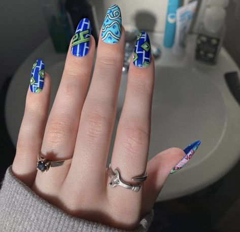 Jjba Nail Design, Jolyne Kujo Nails, Jjba Inspired Nails, Jojo Nails Art Designs, Jojo Inspired Nails, Jojo's Bizarre Adventure Nails, Jjba Nails, Adventure Nails, Jojo Nails