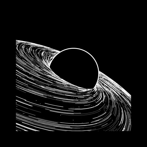 Scraper Board Art, Black And White Aesthetic Drawing, Space In Art, Black Hole Drawing, Black Hole Logo, Black Hole Illustration, Space Tattoo Ideas, Space Art Black And White, Black Hole Illustration Graphic Design