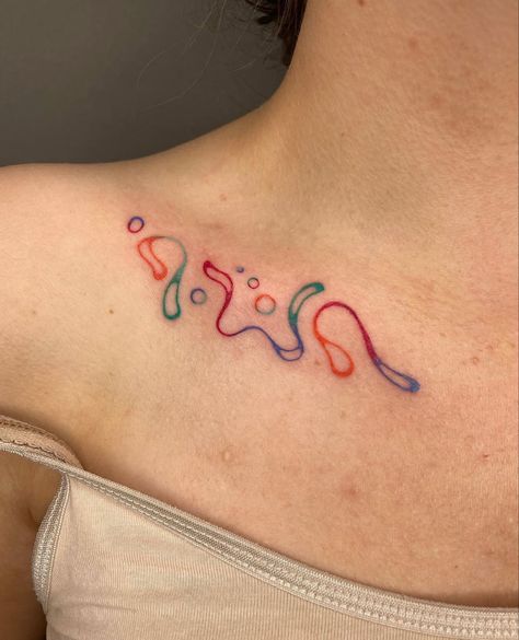 Coloured Line Tattoo, Silly Tattoos, Pride Tattoo, Funky Tattoos, Cute Tiny Tattoos, Tattoo Portfolio, Body Modification, Subtle Tattoos, Tat Ideas