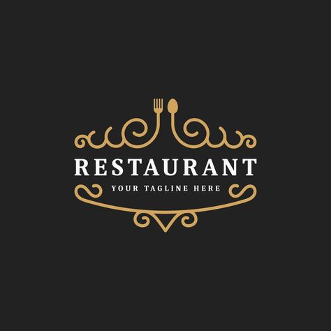 Royal Luxury Restaurant or Cafe Logo Template Flourish Ornament Line, Vintage Retro Minimal Icon Symbol Vector, Suitable For Food Business Minimal Icon, Logo Design Set, Luxury Restaurant, Restaurant Logo, Food Business, Cafe Logo, Logo Restaurant, Cafe Restaurant, Logo Templates