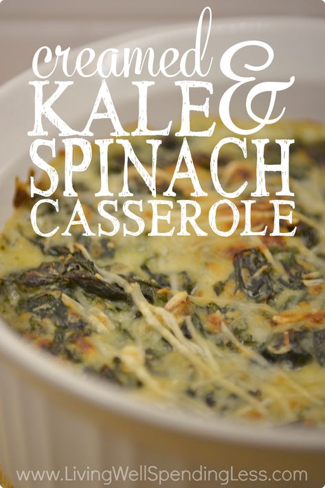 Want to to eat more green vegetables? This easy-to-make, amazingly delicious creamed kale & spinach casserole combines two leafy green veggies into one decadent parmesan cream sauce! Kale Casserole Recipes, Kale Casserole, Creamed Kale, How To Cook Kale, Spinach Casserole, Kale And Spinach, Kale Recipes, Green Veggies, Delicious Cream