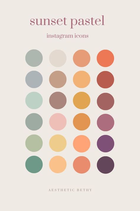 Spice up your Instagram highlights by keeping it simple! This sunset colour palette includes 24 soft pastel highlights for your choosing. Perfect for creating a cute minimalist vibe. 🤩 Sunset Colour Palette, Pastel Instagram Highlight Covers, Yoga Branding Design, Spice Up Your Instagram, Pastel Highlights, Sunset Color Palette, Color Vibe, Instagram Highlight Covers, Keeping It Simple