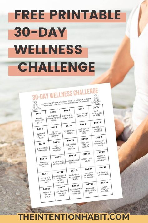 Stay motivated and on track during your 30-day wellness journey, with our free printable for you to mark off each task along the way. You can grab it in my free printable library. Monthly Wellness Challenges, Health Challenge 30 Day, 30 Day Wellness Challenge, Amazing Race Challenges, Challenge Calendar, Wellness Challenge, Detox Challenge, Winter Wellness, 30 Day Health Challenge