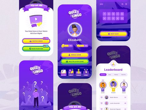 Quizlingo - Vocabulary Game App UI designed by RH. Connect with them on Dribbble; the global community for designers and creative professionals. Game App Design, Gaming App Design, Ui Game, Mobile Game App Design, Gaming Ui Design, Game App Ui, Game Website Ui, Game User Interface Design, Game Gui Design