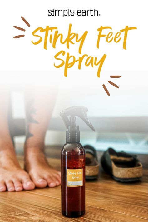 Say goodbye to stinky feet with this DIY Foot Spray! 🦶👣 We've all been there - you go to someone's house and the last thing you wanna do is take off your shoes. We have a quick and simple solution for you! You only need a couple of items like essential oils, witch hazel, and water. No need to go out and buy expensive foot sprays ever again! 😲 #SimplyEarth #essentialoils #DIYrecipes Essential Oils Witch, Ravensara Essential Oil, Shoe Spray, Simply Earth, Cypress Essential Oil, Menthol Crystals, Essential Oil Spray, Diy Sprays, Frankincense Oil