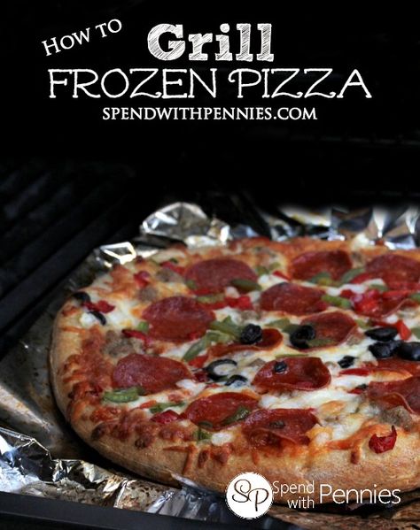 Frozen Pizza On The Grill, Outdoor Recipes, Pizza On The Grill, Grilled Pizza Recipes, Pizza And Pasta, Bbq Pizza, Spend With Pennies, Grilled Pizza, Summer Cooking