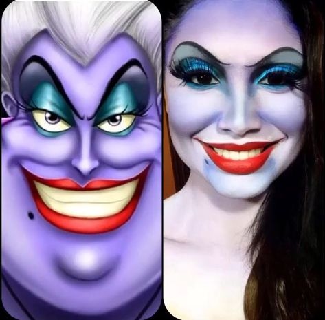 Ursula Costume Makeup, Ursula Cosplay, Little Mermaid Makeup, Ursula Makeup, Painting Tattoos, Skeleton Costumes, Costume Skeleton, Ursula Costume, Disney Costume