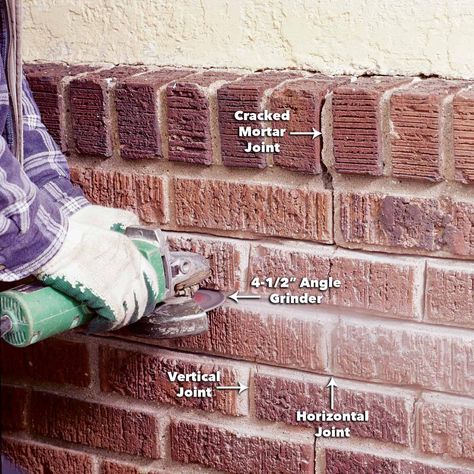 angle grinder repointing brick jobs mortar joints Mortar Repair, Brick Mailbox, Brick Repair, Brick Steps, Painted Front Porches, Masonry Work, Painting Concrete Porch, Masonry Wall, Stone Masonry